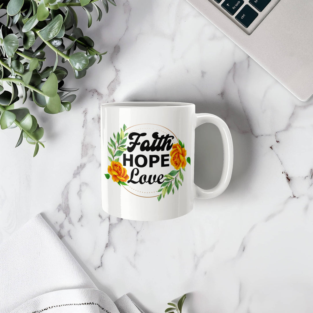 Faith Hope Love Ceramic Mug – Gift for Her