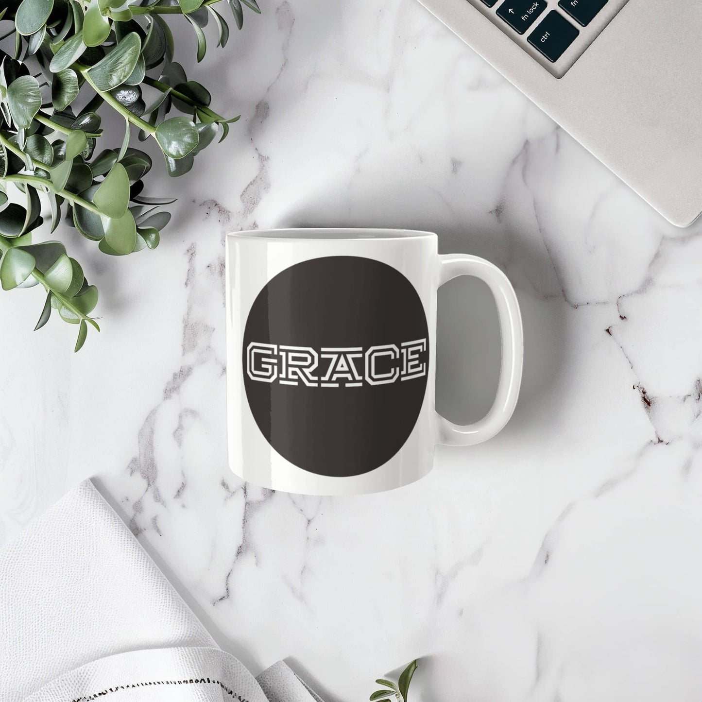 GRACE - White Ceramic Mug 11oz. & 15oz. - Gift for Her - Gift for Him