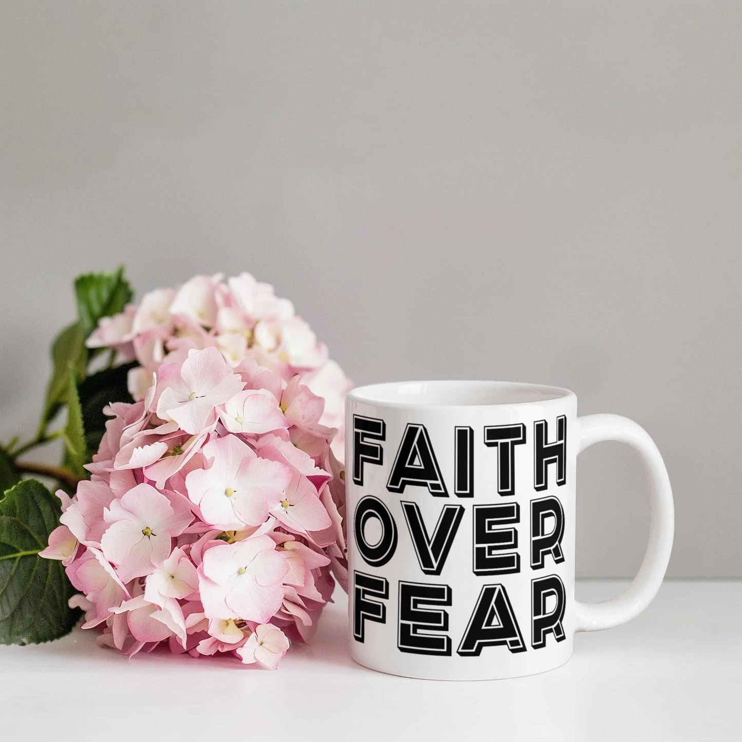 Faith Over Fear - White Ceramic Mug 11oz. & 15oz. - Gift for Her - Gift for Him