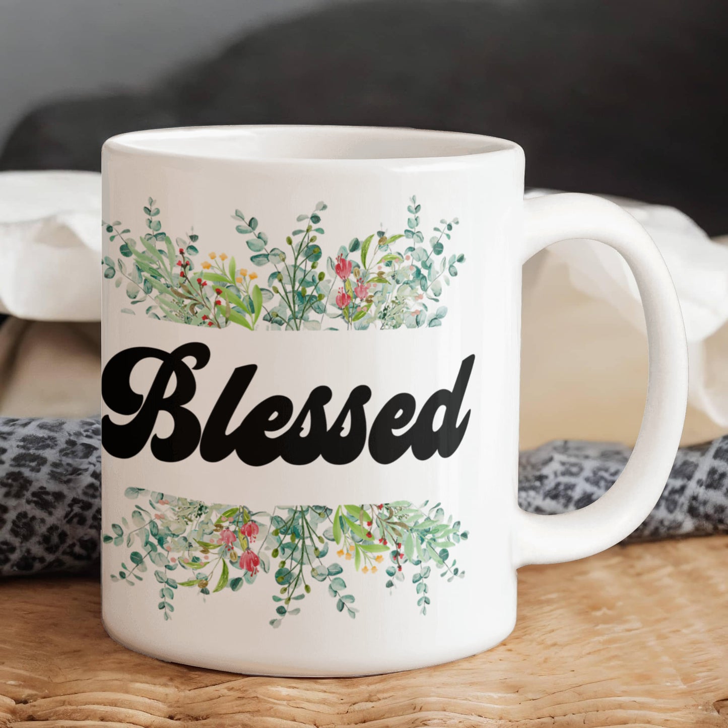 Blessed - White Ceramic Mug 11oz. & 15oz. - Gift for Her