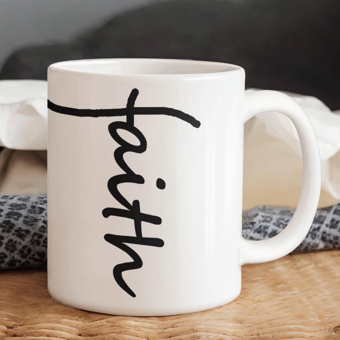 Faith (Black) - White Ceramic Mug 11oz. & 15oz. - Gift for Her - Gift for Him