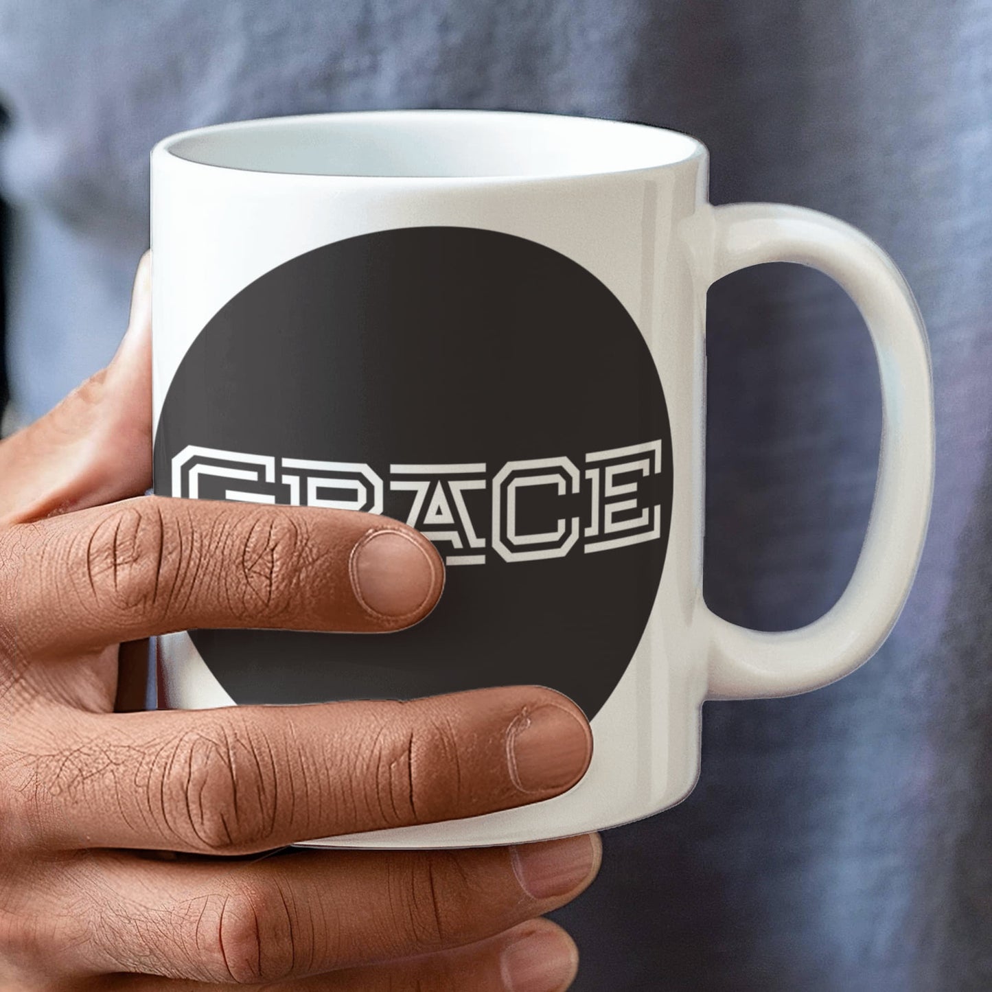 GRACE - White Ceramic Mug 11oz. & 15oz. - Gift for Her - Gift for Him