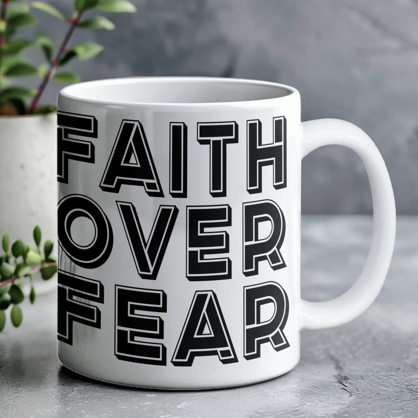 Faith Over Fear - White Ceramic Mug 11oz. & 15oz. - Gift for Her - Gift for Him
