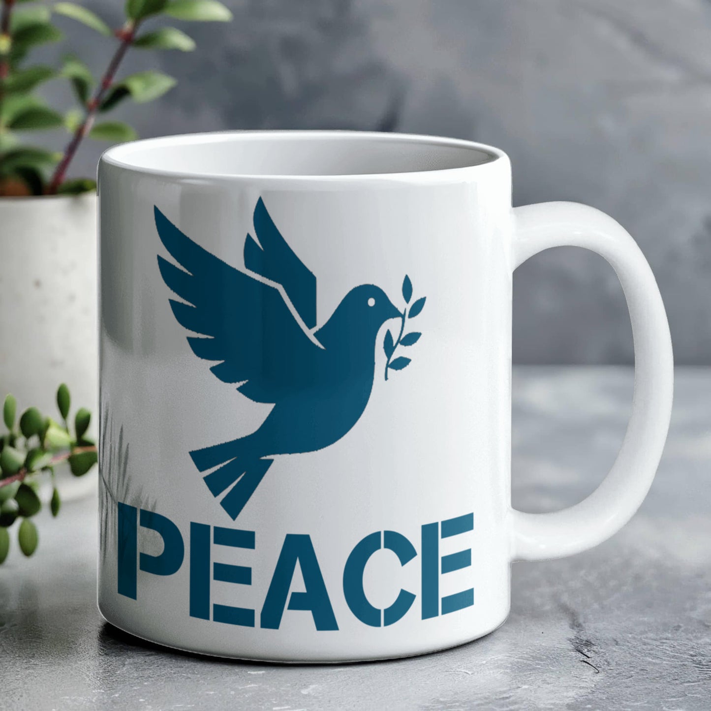 PEACE - White Ceramic Mug 11oz. & 15oz. - Gift for Her - Gift for Him