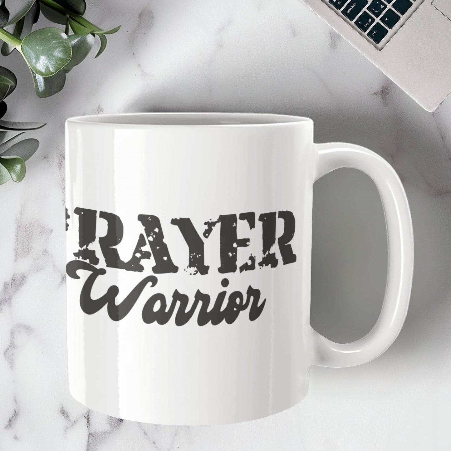 Prayer Warrior - White Ceramic Mug 11oz. & 15oz. - Gift for Her - Gift for Him