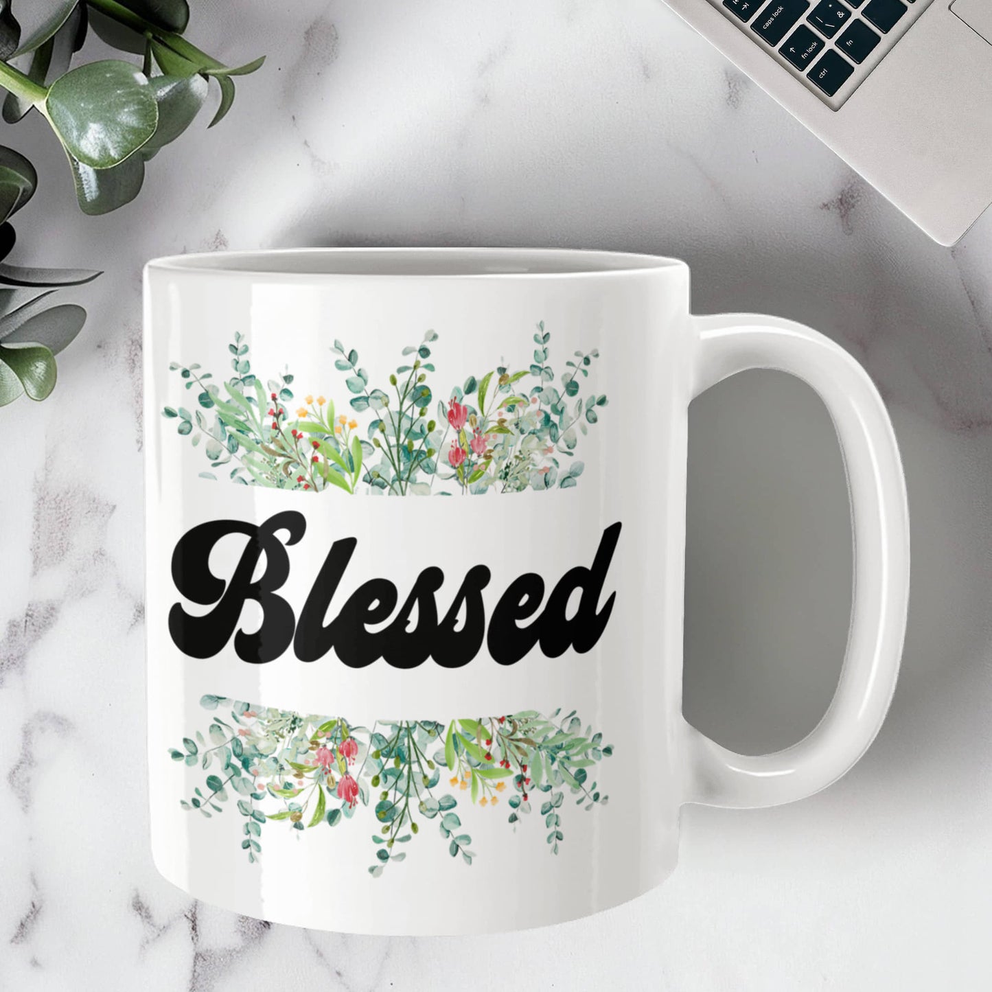 Blessed - White Ceramic Mug 11oz. & 15oz. - Gift for Her