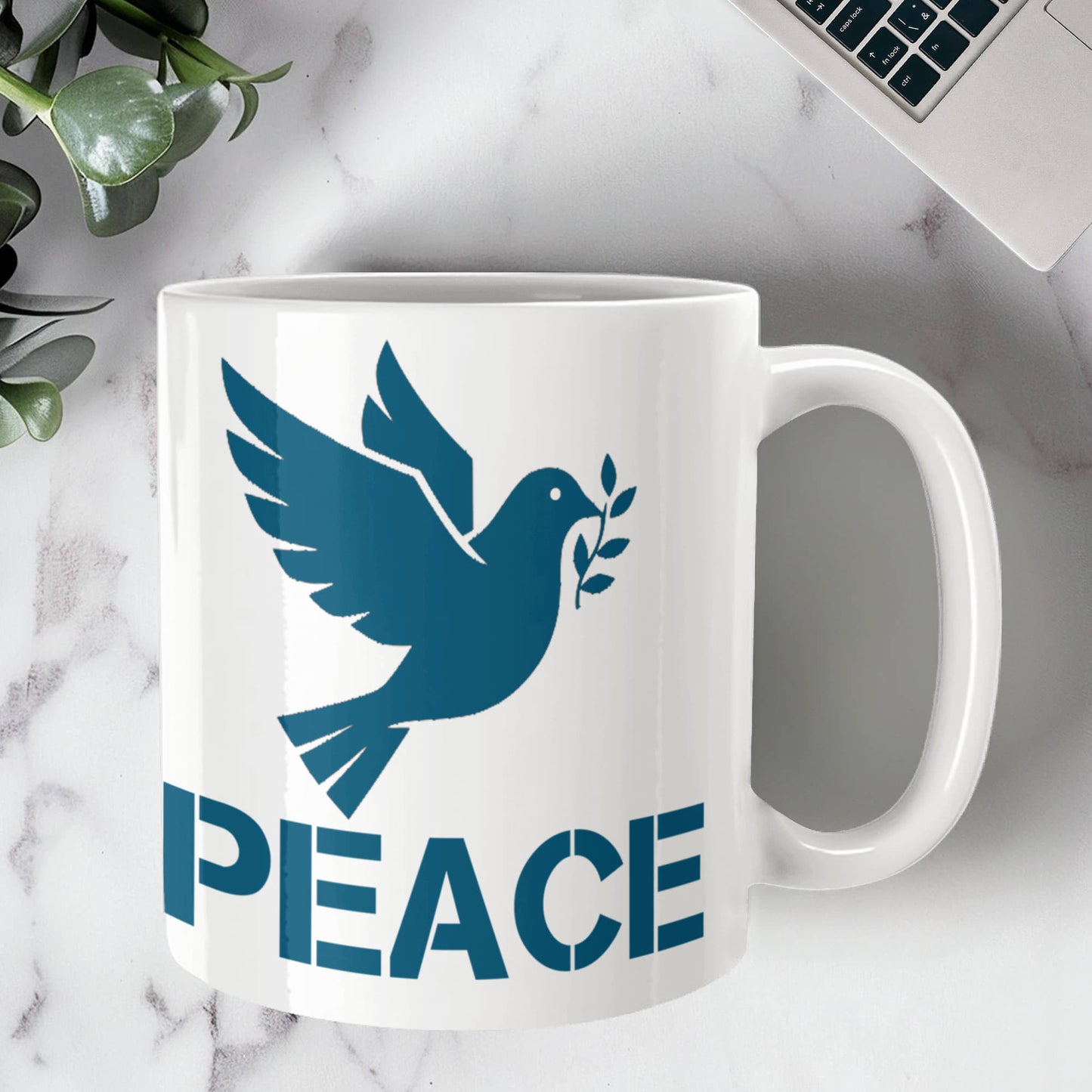 PEACE - White Ceramic Mug 11oz. & 15oz. - Gift for Her - Gift for Him