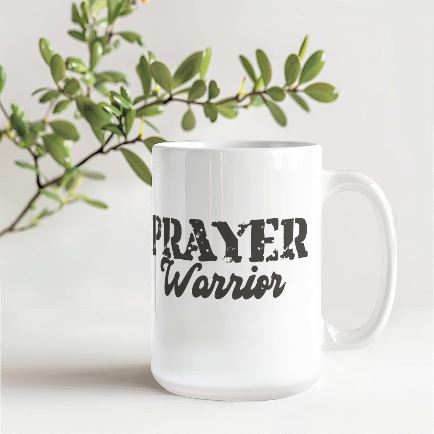 Prayer Warrior - White Ceramic Mug 11oz. & 15oz. - Gift for Her - Gift for Him