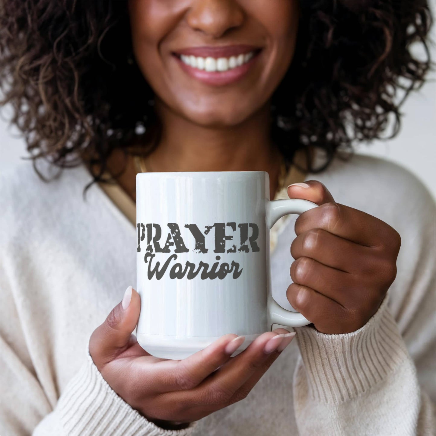 Prayer Warrior - White Ceramic Mug 11oz. & 15oz. - Gift for Her - Gift for Him