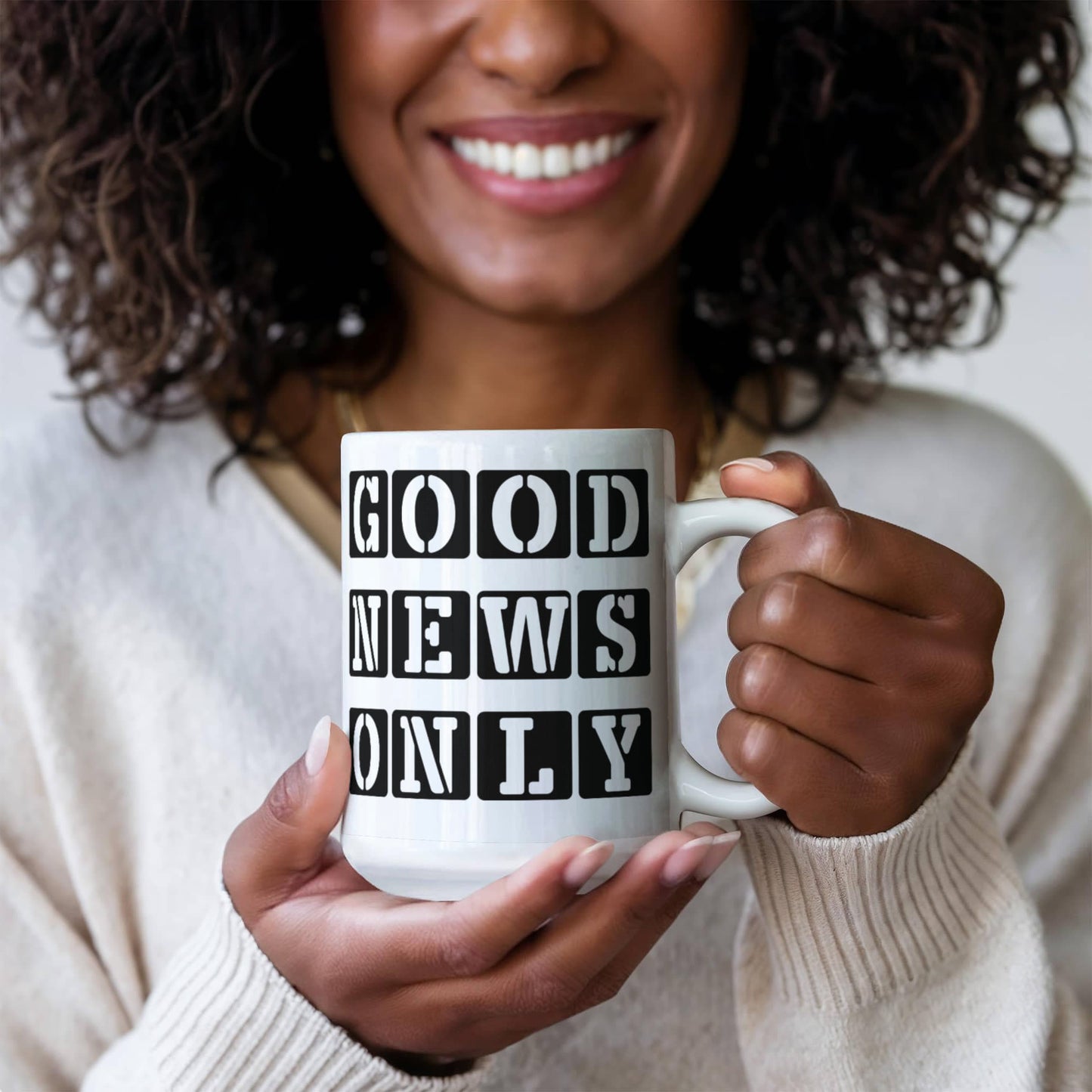 Good News Only - White Ceramic Mug 11oz. & 15oz. - Gift for Her - Gift for Him