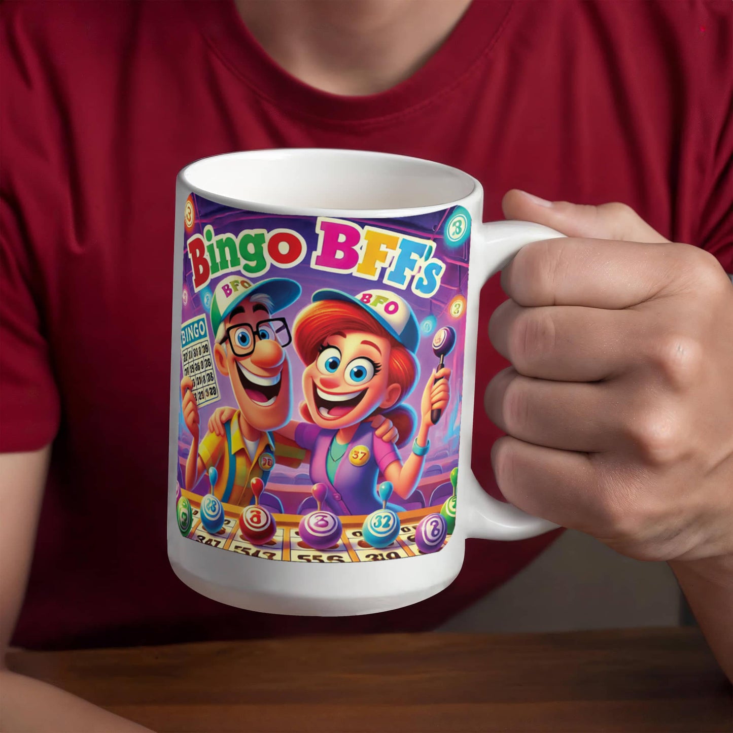 Bingo BFFS 1 - White Ceramic Mug 11oz. & 15oz. - Gift for Her - Gift for Him