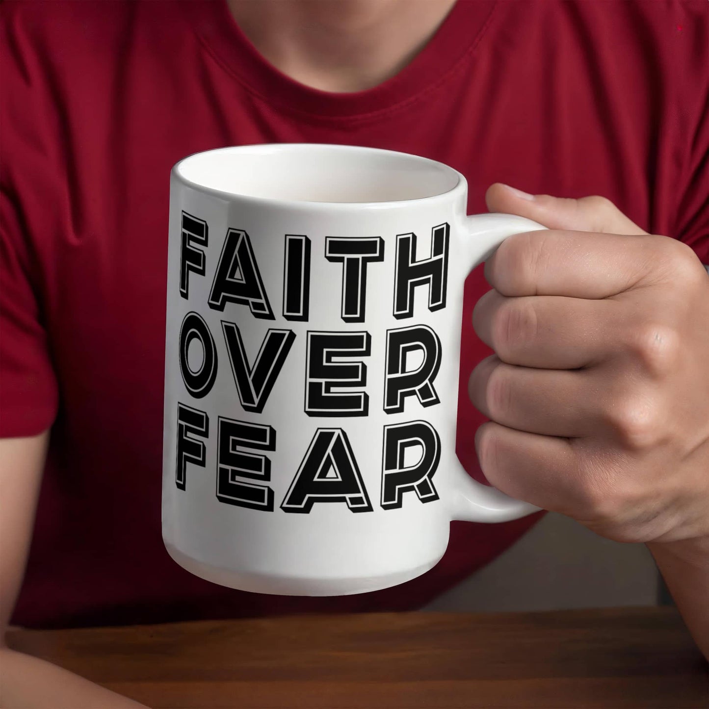Faith Over Fear - White Ceramic Mug 11oz. & 15oz. - Gift for Her - Gift for Him