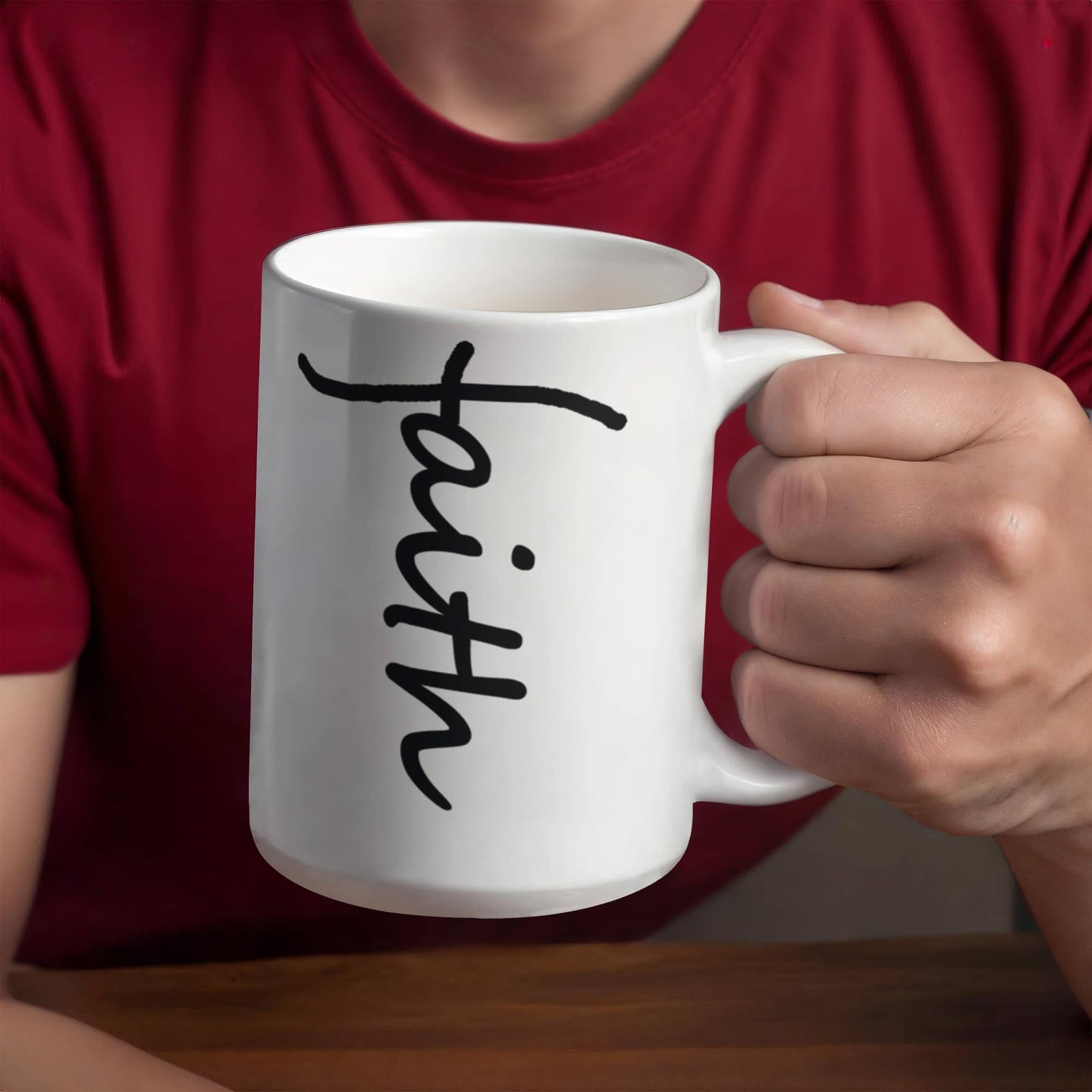 Faith (Black) - White Ceramic Mug 11oz. & 15oz. - Gift for Her - Gift for Him
