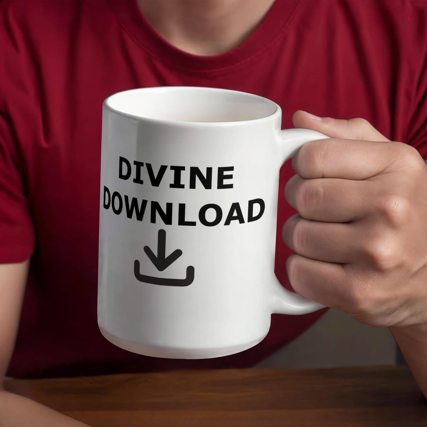 Divine Download - White Ceramic Mug 11oz. & 15oz. - Gift for Her - Gift for Him