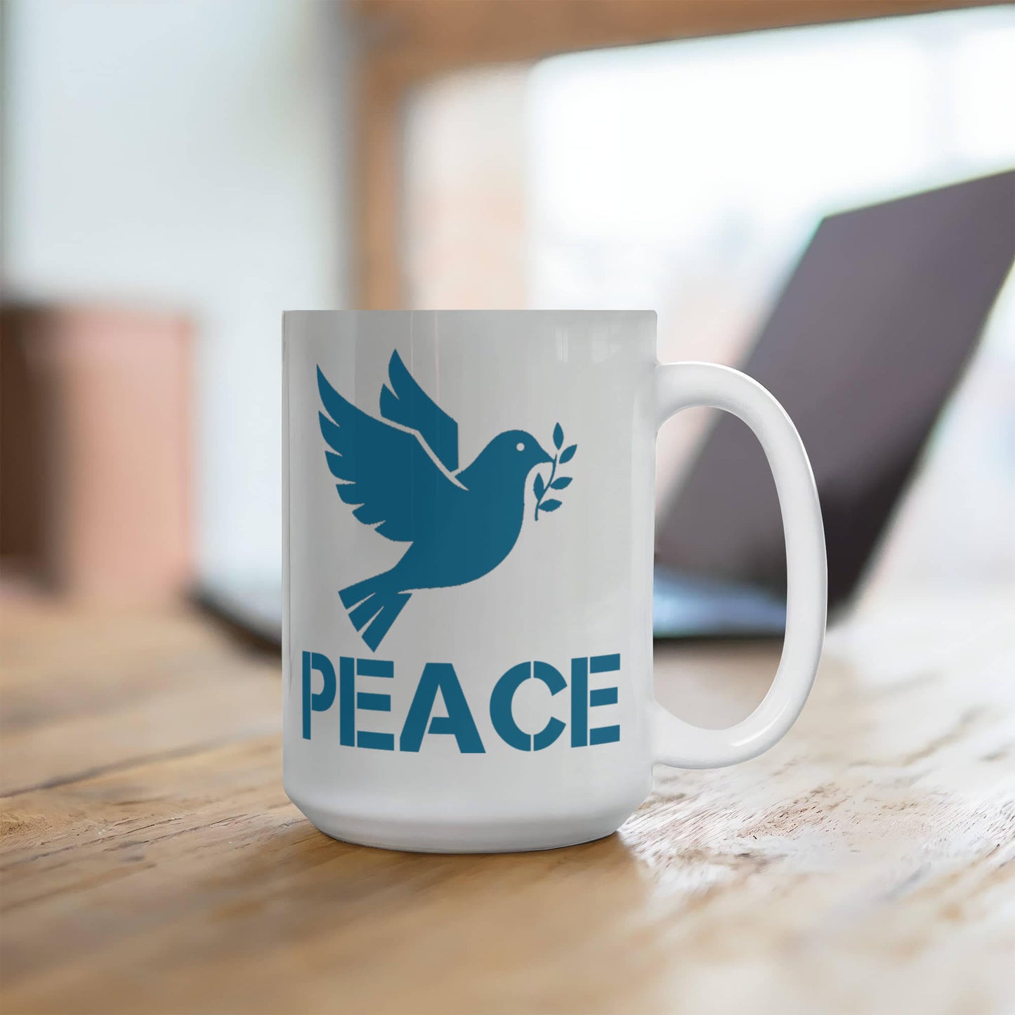 PEACE - White Ceramic Mug 11oz. & 15oz. - Gift for Her - Gift for Him