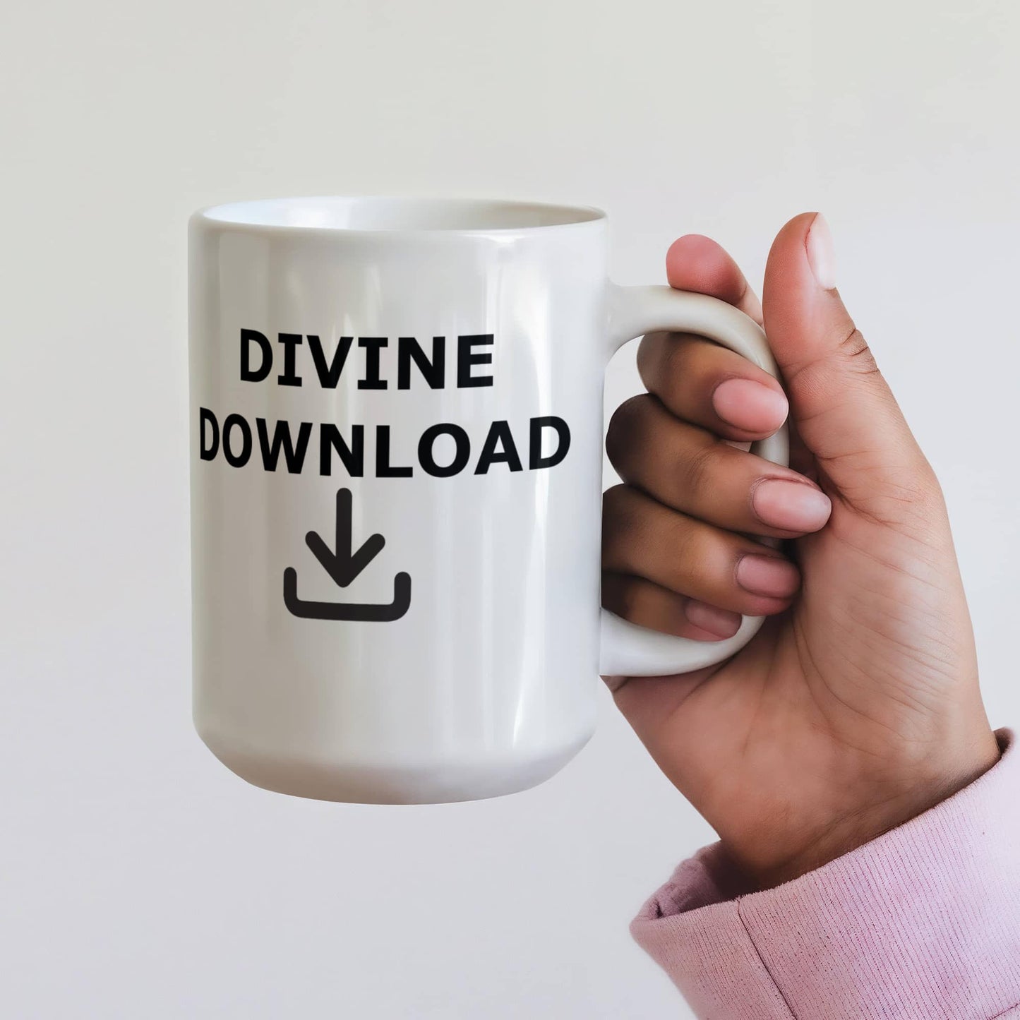 Divine Download - White Ceramic Mug 11oz. & 15oz. - Gift for Her - Gift for Him