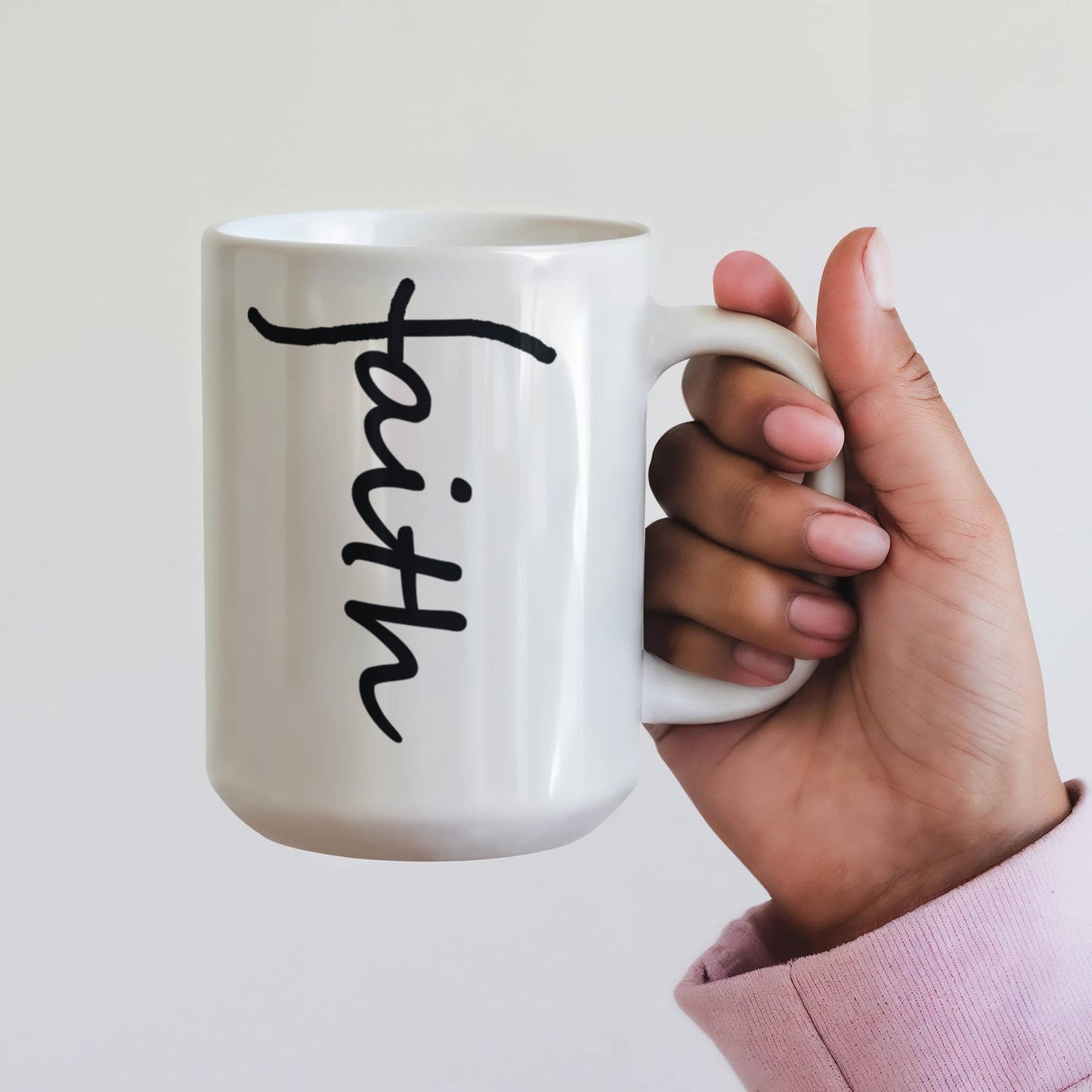 Faith (Black) - White Ceramic Mug 11oz. & 15oz. - Gift for Her - Gift for Him