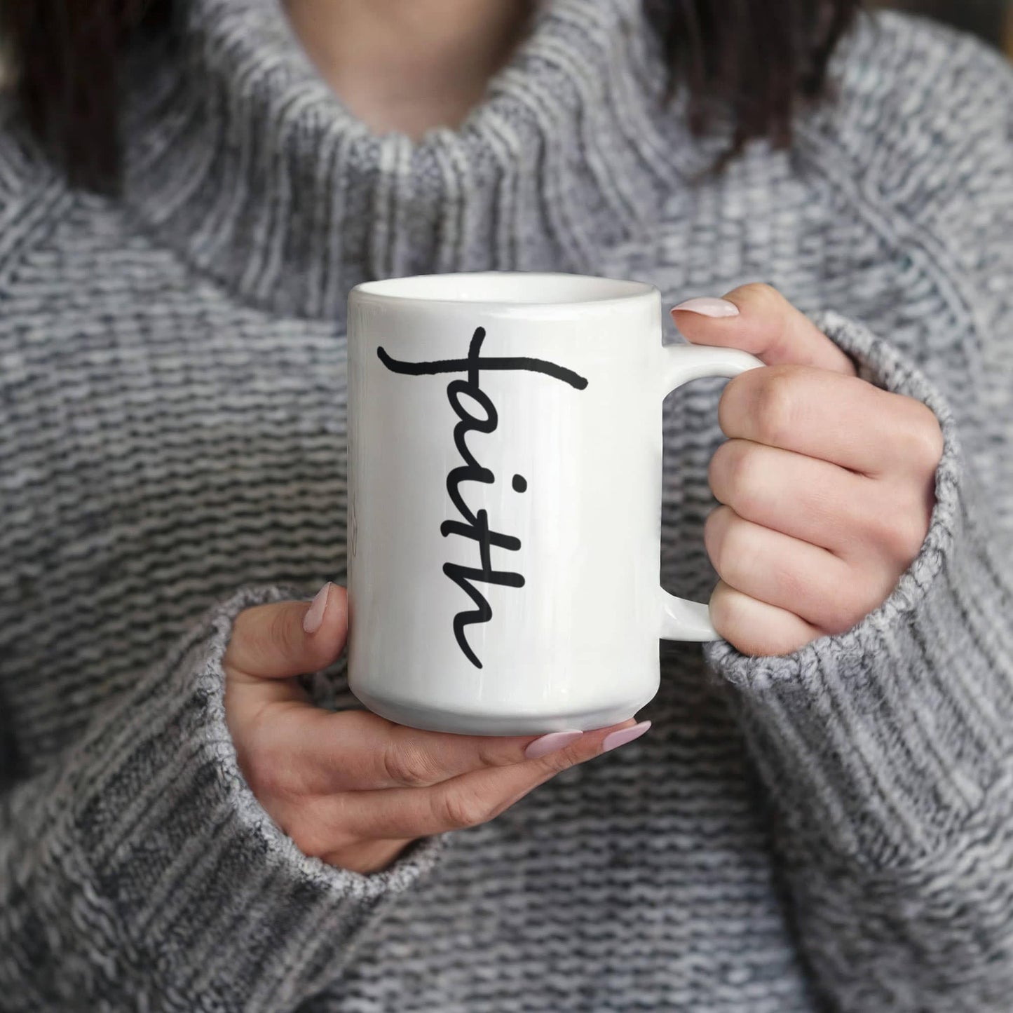 Faith (Black) - White Ceramic Mug 11oz. & 15oz. - Gift for Her - Gift for Him