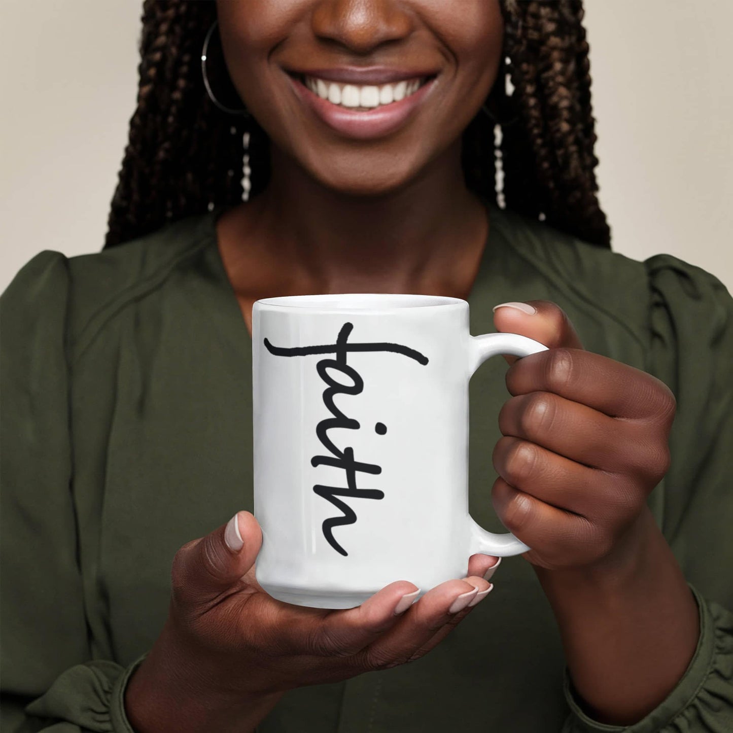 Faith (Black) - White Ceramic Mug 11oz. & 15oz. - Gift for Her - Gift for Him