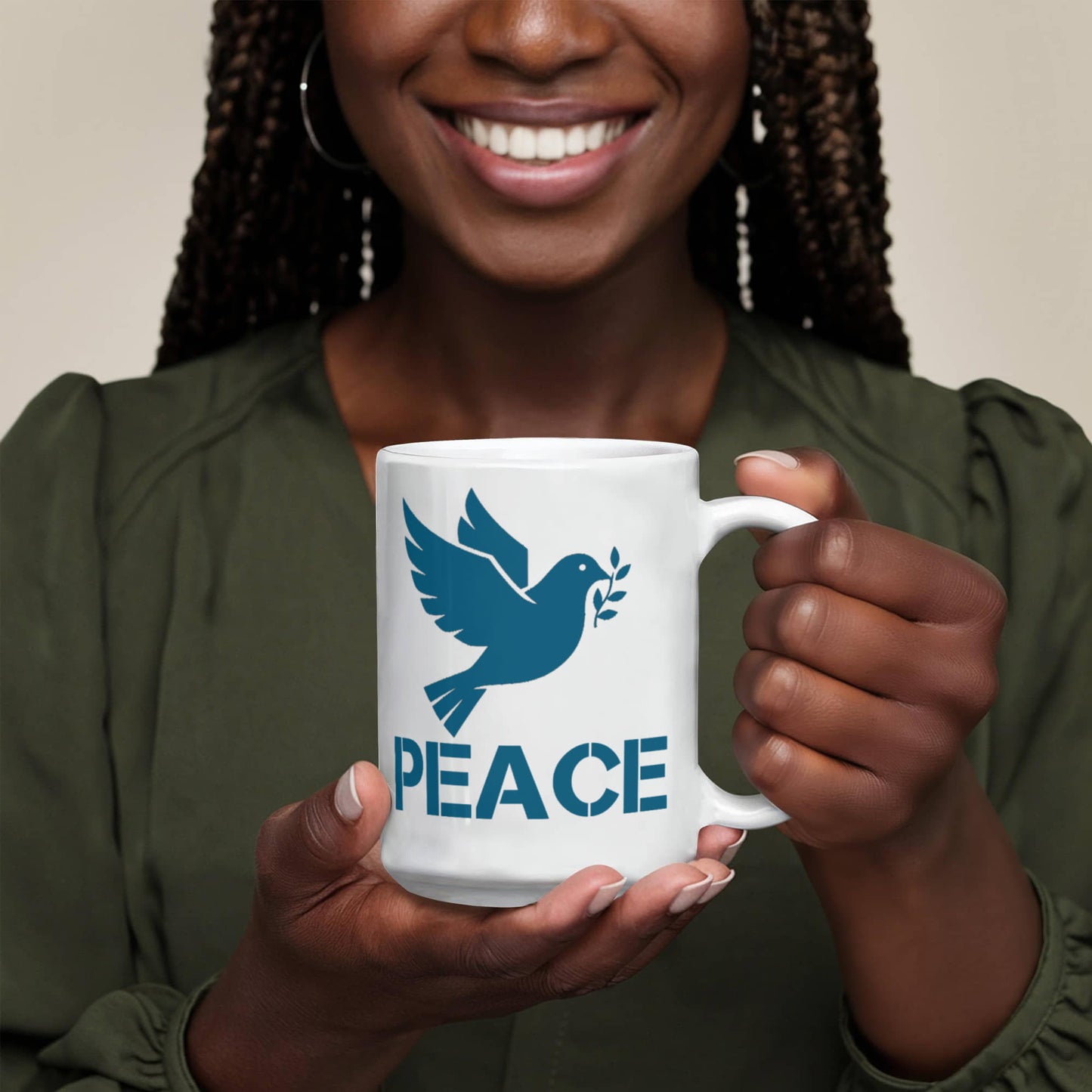 PEACE - White Ceramic Mug 11oz. & 15oz. - Gift for Her - Gift for Him