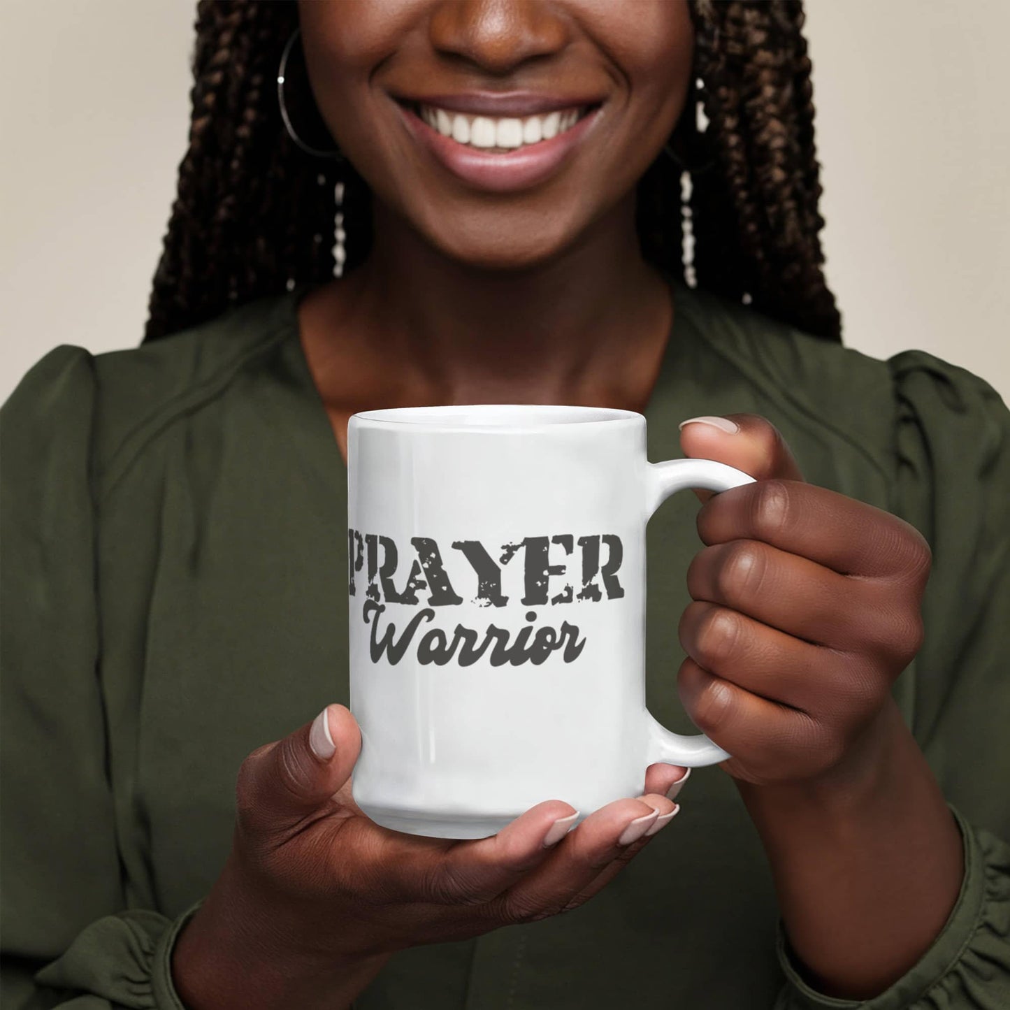 Prayer Warrior - White Ceramic Mug 11oz. & 15oz. - Gift for Her - Gift for Him