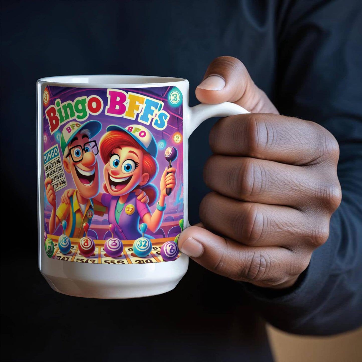 Bingo BFFS 1 - White Ceramic Mug 11oz. & 15oz. - Gift for Her - Gift for Him