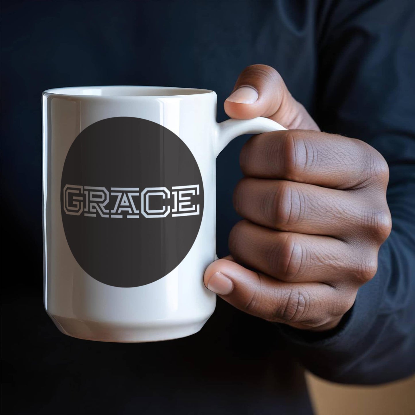 GRACE - White Ceramic Mug 11oz. & 15oz. - Gift for Her - Gift for Him