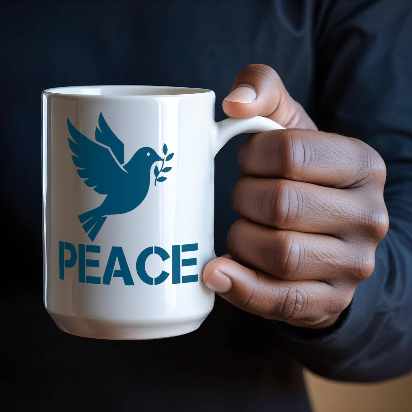 PEACE - White Ceramic Mug 11oz. & 15oz. - Gift for Her - Gift for Him