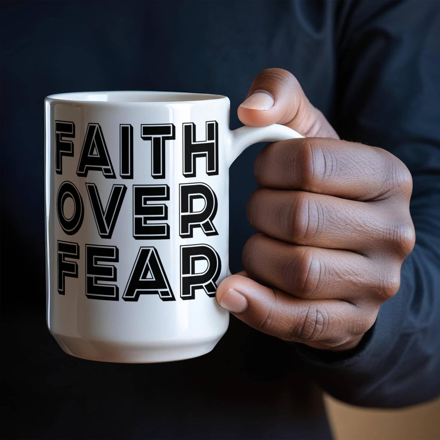 Faith Over Fear - White Ceramic Mug 11oz. & 15oz. - Gift for Her - Gift for Him