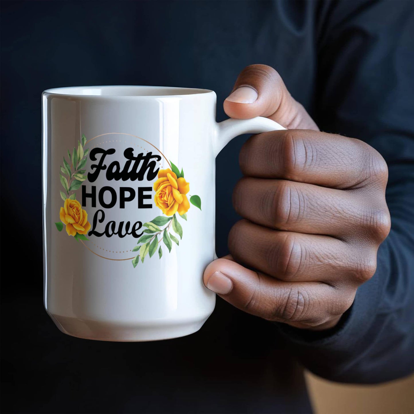 Faith Hope Love - White Ceramic Mug 11oz. & 15oz. - Gift for Her