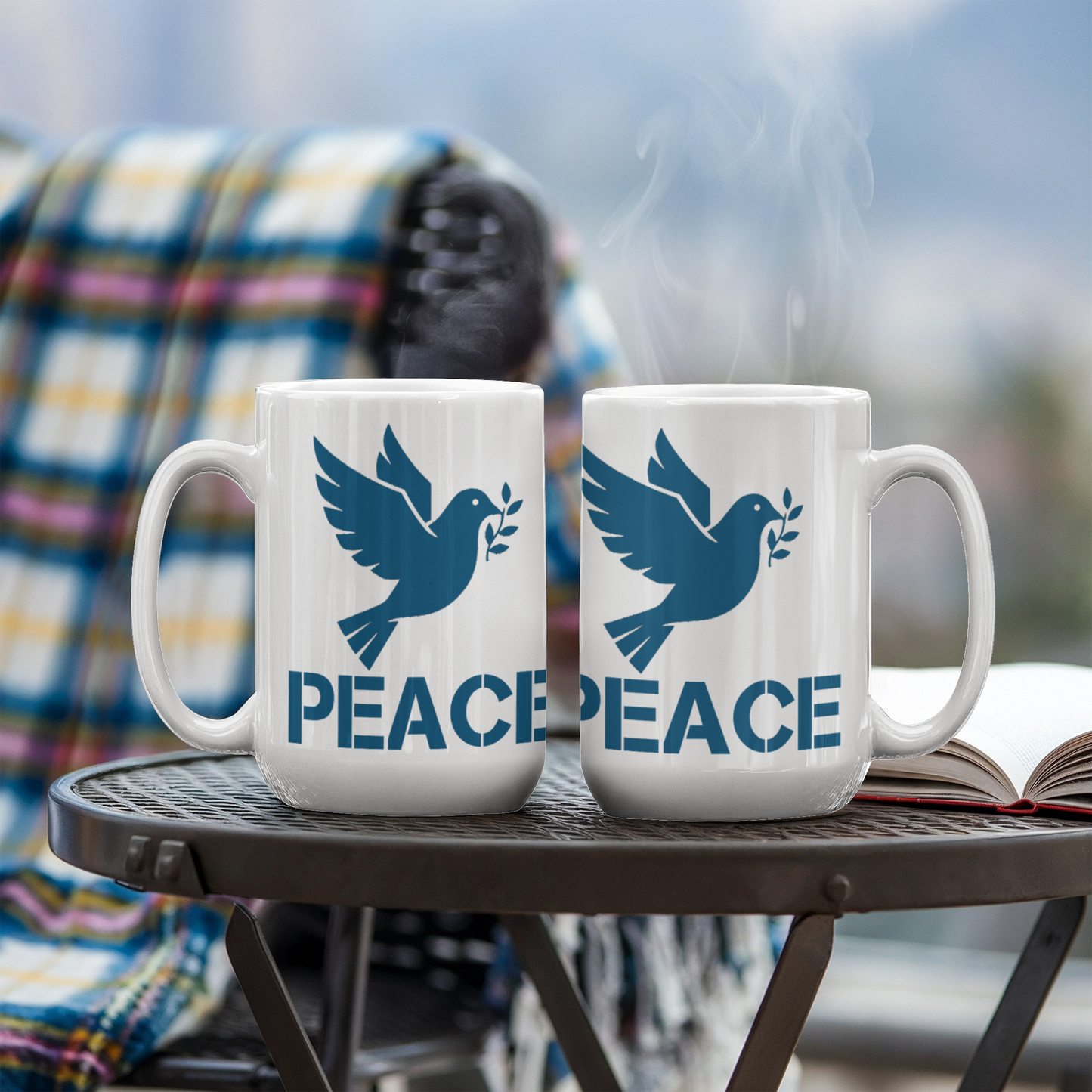 PEACE - White Ceramic Mug 11oz. & 15oz. - Gift for Her - Gift for Him