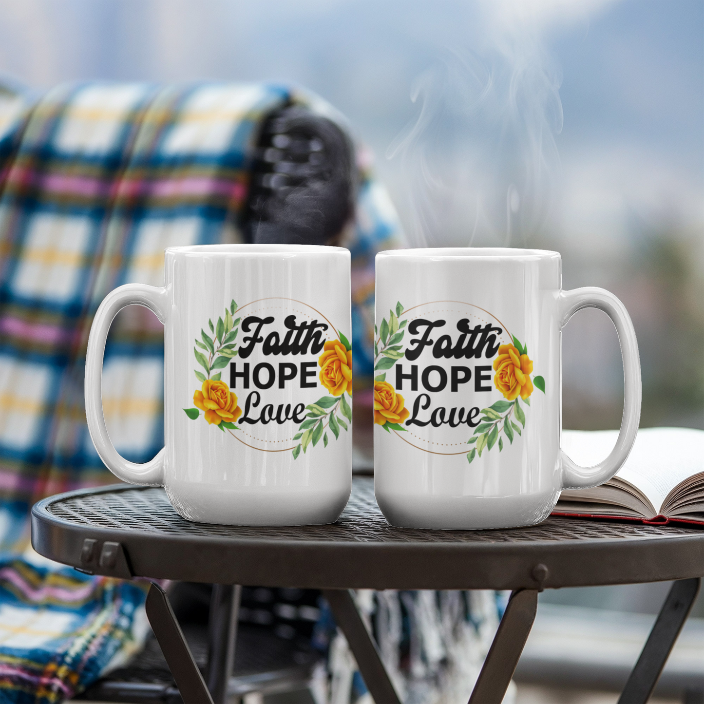 Faith Hope Love - White Ceramic Mug 11oz. & 15oz. - Gift for Her