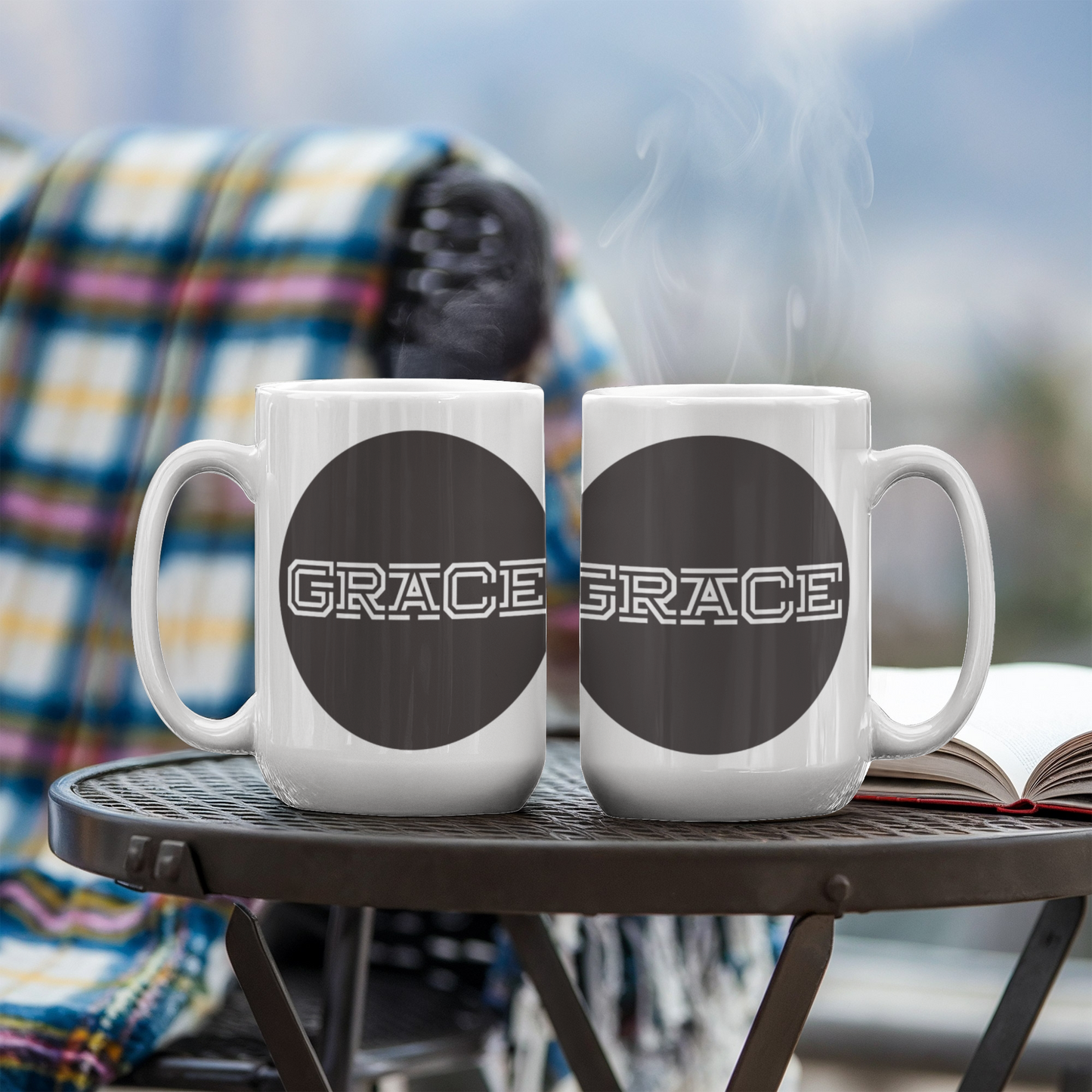 GRACE - White Ceramic Mug 11oz. & 15oz. - Gift for Her - Gift for Him