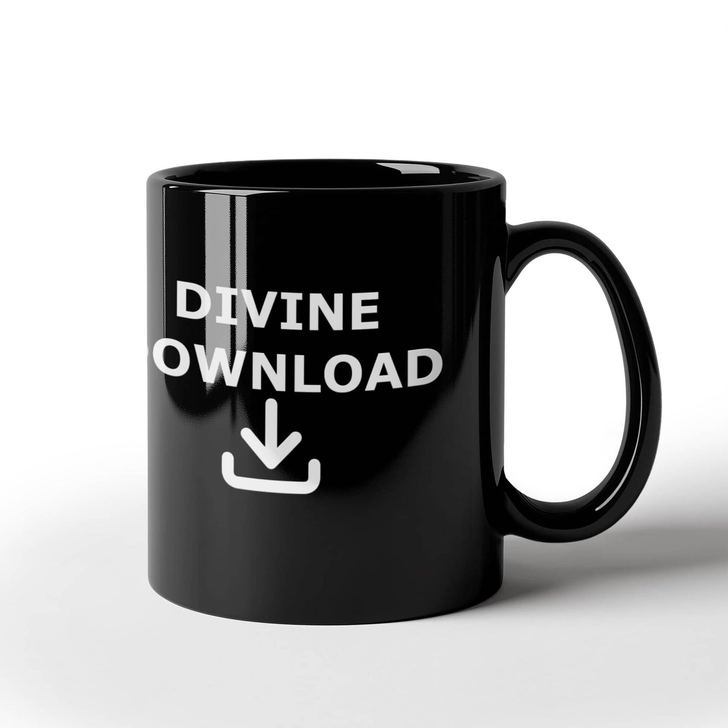 Divine Download - Black Ceramic Mug 11oz. & 15oz. - Gift for Her - Gift for Him