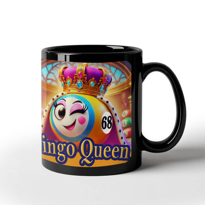 Bingo Queen - Black Ceramic Mug 11oz. & 15oz. - Gift for Her