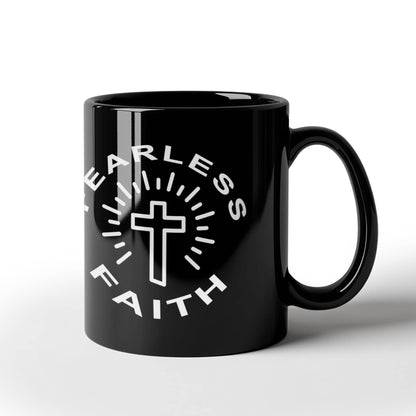 Fearless Faith - Black Ceramic Mug 11oz. & 15oz. - Gift for Her - Gift for Him