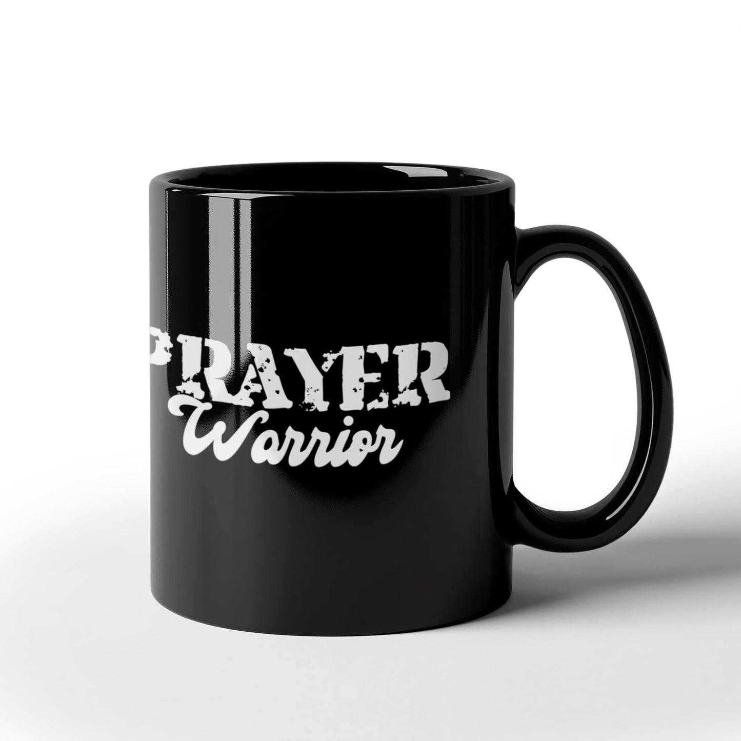Prayer Warrior - Black Ceramic Mug 11oz. & 15oz. - Gift for Her - Gift for Him