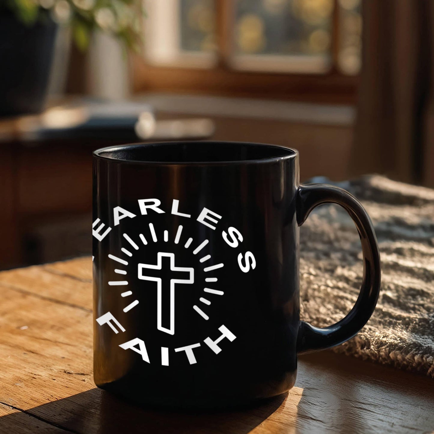 Fearless Faith - Black Ceramic Mug 11oz. & 15oz. - Gift for Her - Gift for Him