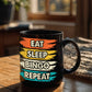 Eat Sleep Bingo Repeat - Black Ceramic Mug - Gift for Her - Gift for Him