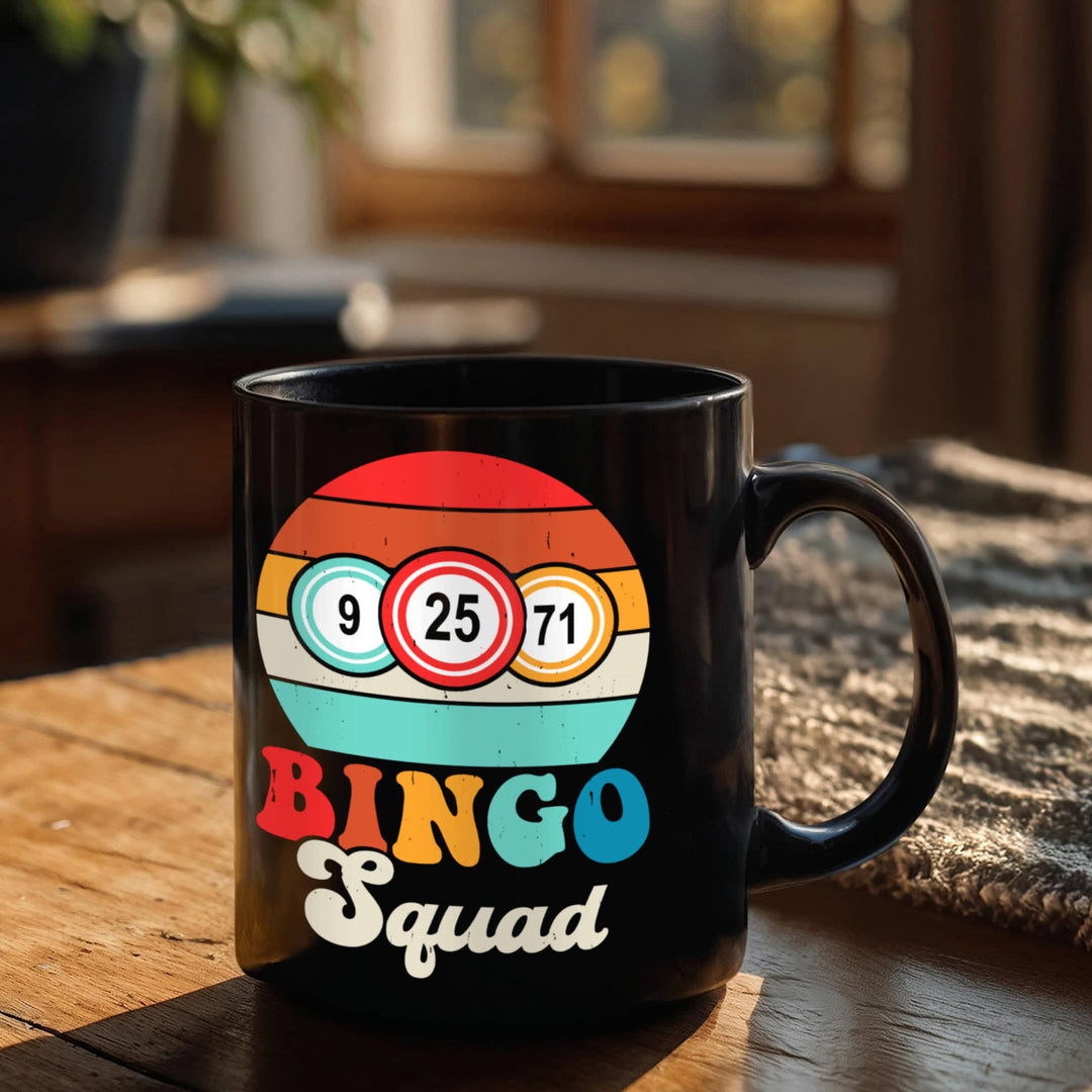 Bingo Squad Black Ceramic Mug – Gift for Her - Gift for Him