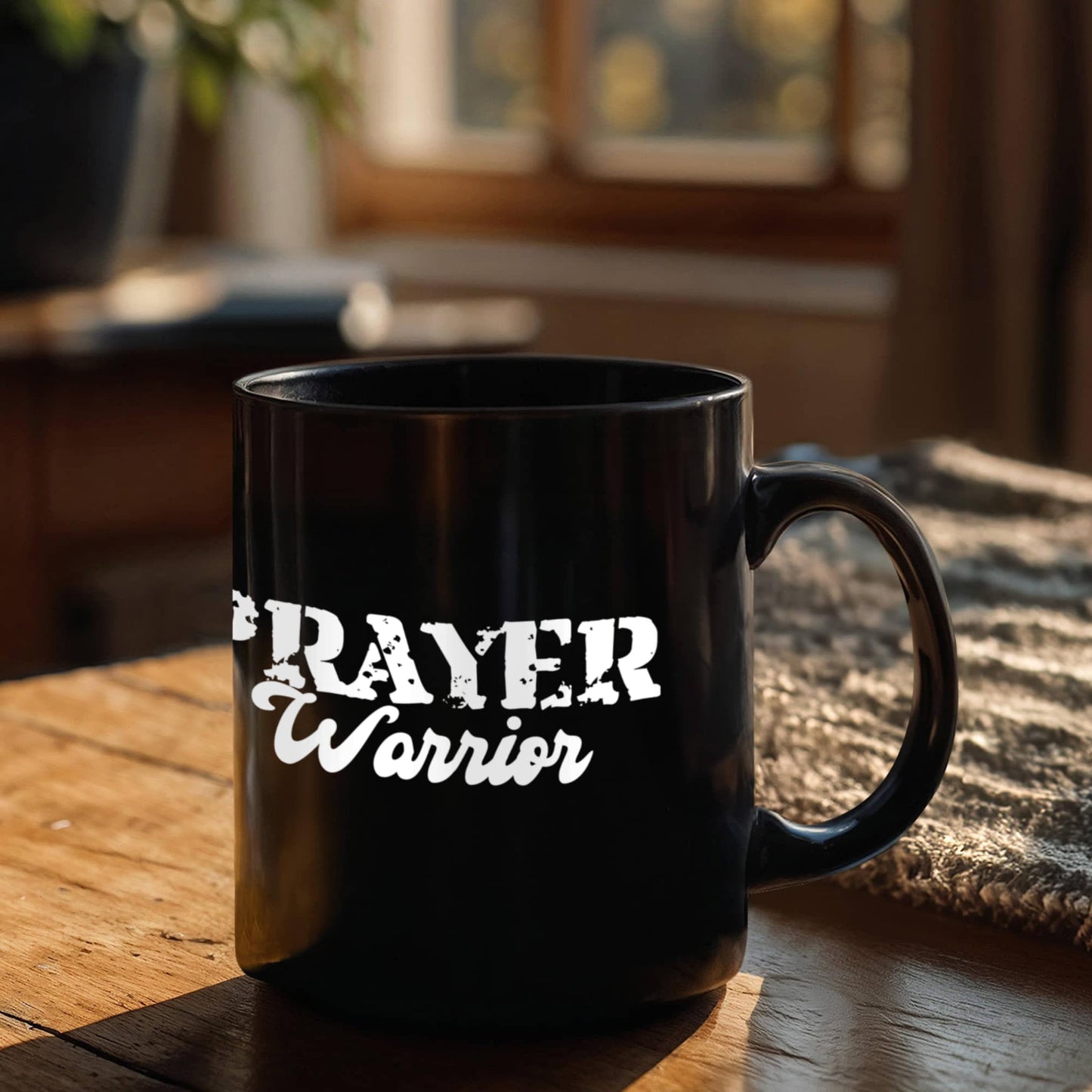 Prayer Warrior - Black Ceramic Mug 11oz. & 15oz. - Gift for Her - Gift for Him