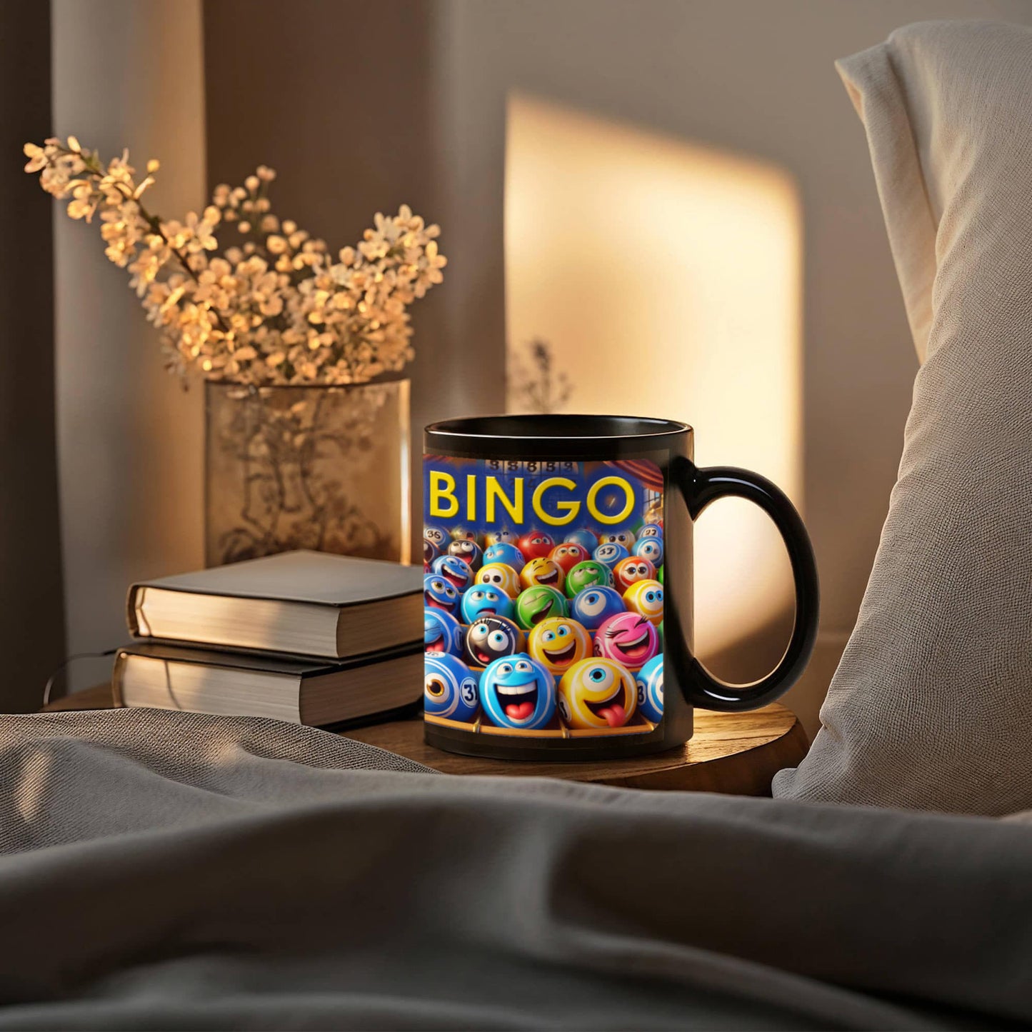Bingo 01 - Black Ceramic Mug 11oz. & 15oz. - Gift for Her - Gift for Him