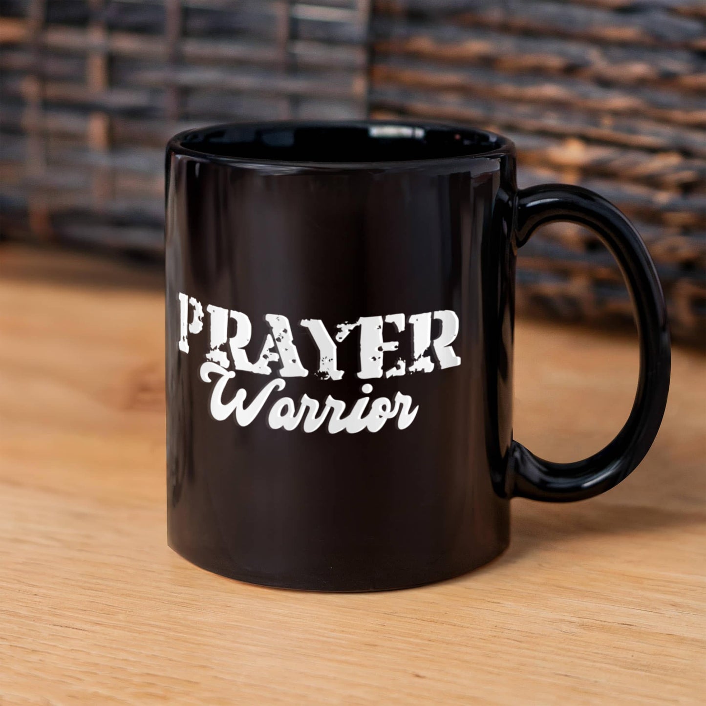 Prayer Warrior - Black Ceramic Mug 11oz. & 15oz. - Gift for Her - Gift for Him