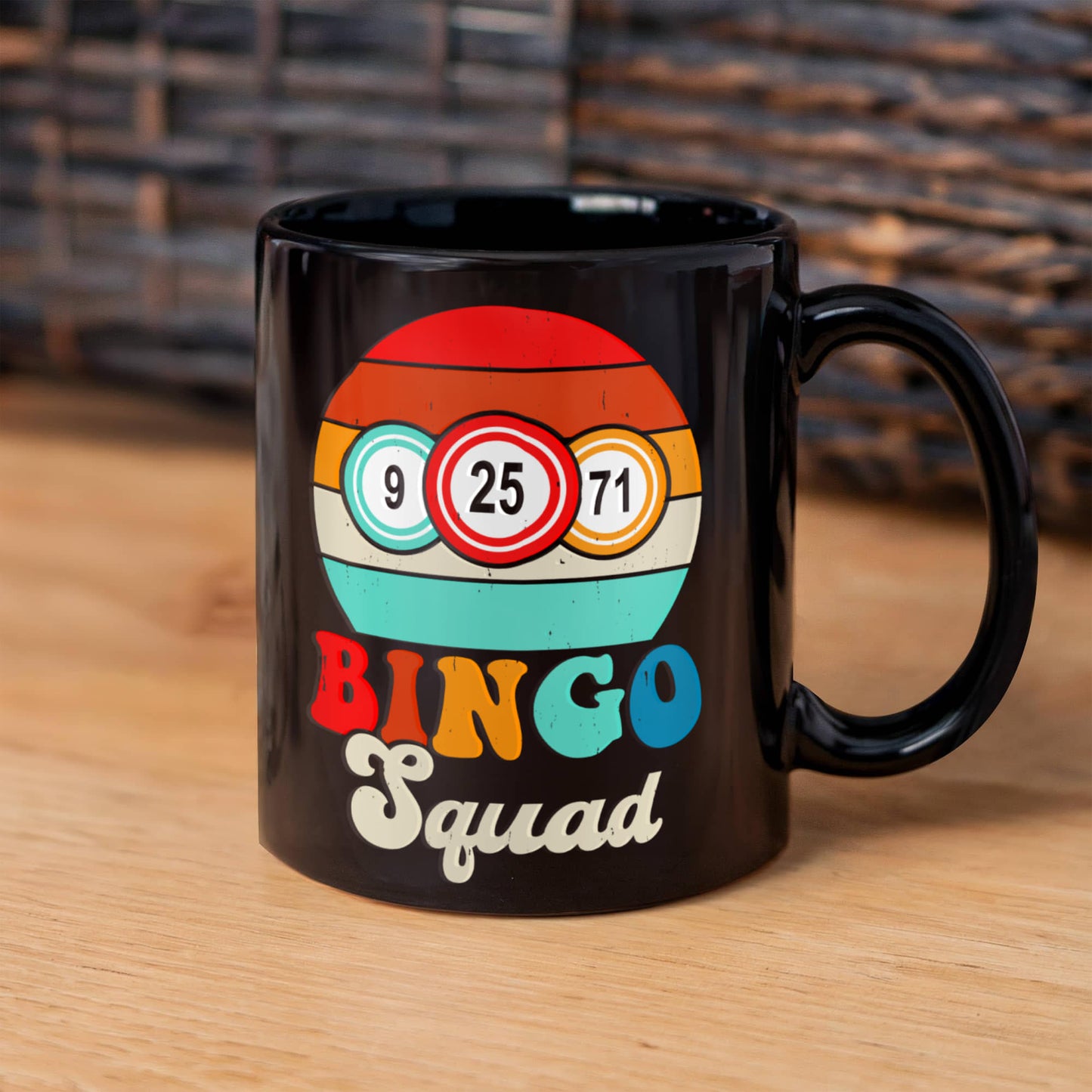 Bingo Squad - Black Ceramic Mug - Gift for Her - Gift for Him