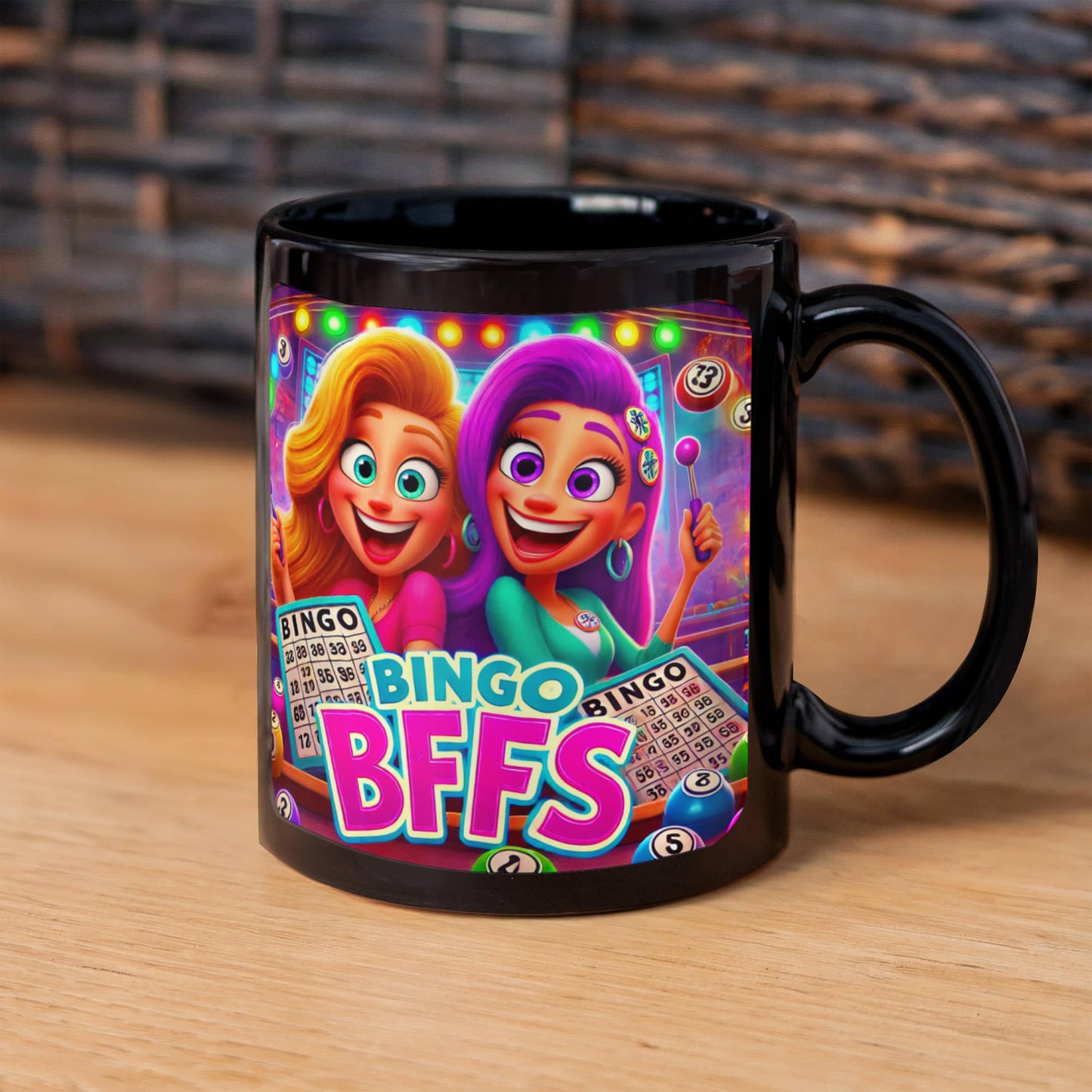 Bingo BFFS 2 - Black Ceramic Mug 11oz. & 15oz. - Gift for Her