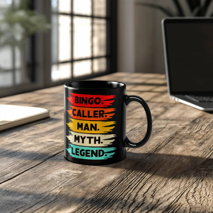 Bingo Caller Man Myth Legend Black Ceramic Mug – Gift for Him