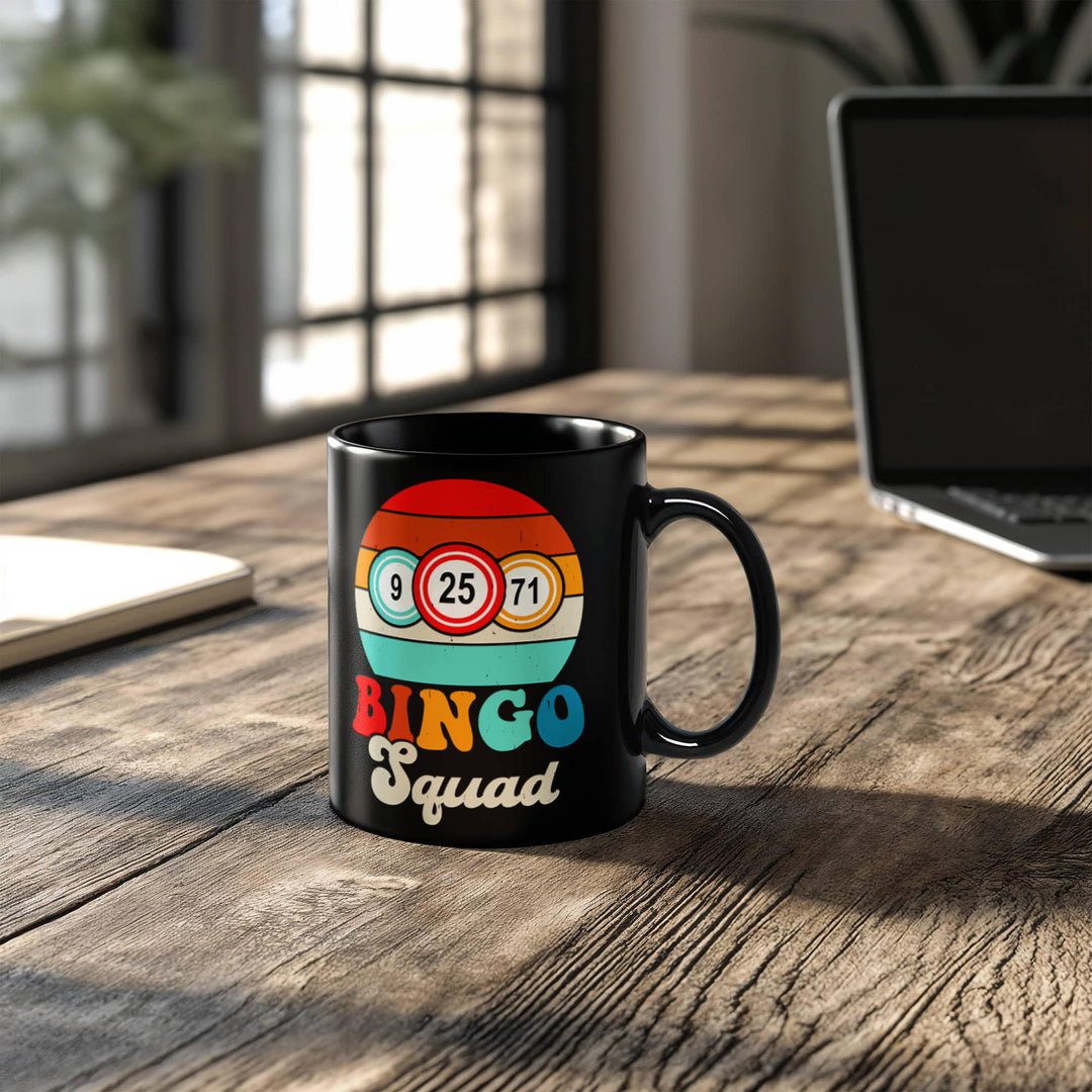 Bingo Squad Black Ceramic Mug – Gift for Her - Gift for Him
