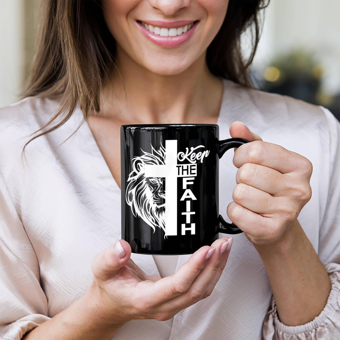 Keep The Faith 02 - Black Ceramic Mug 11oz. & 15oz. - Gift for Her - Gift for Him