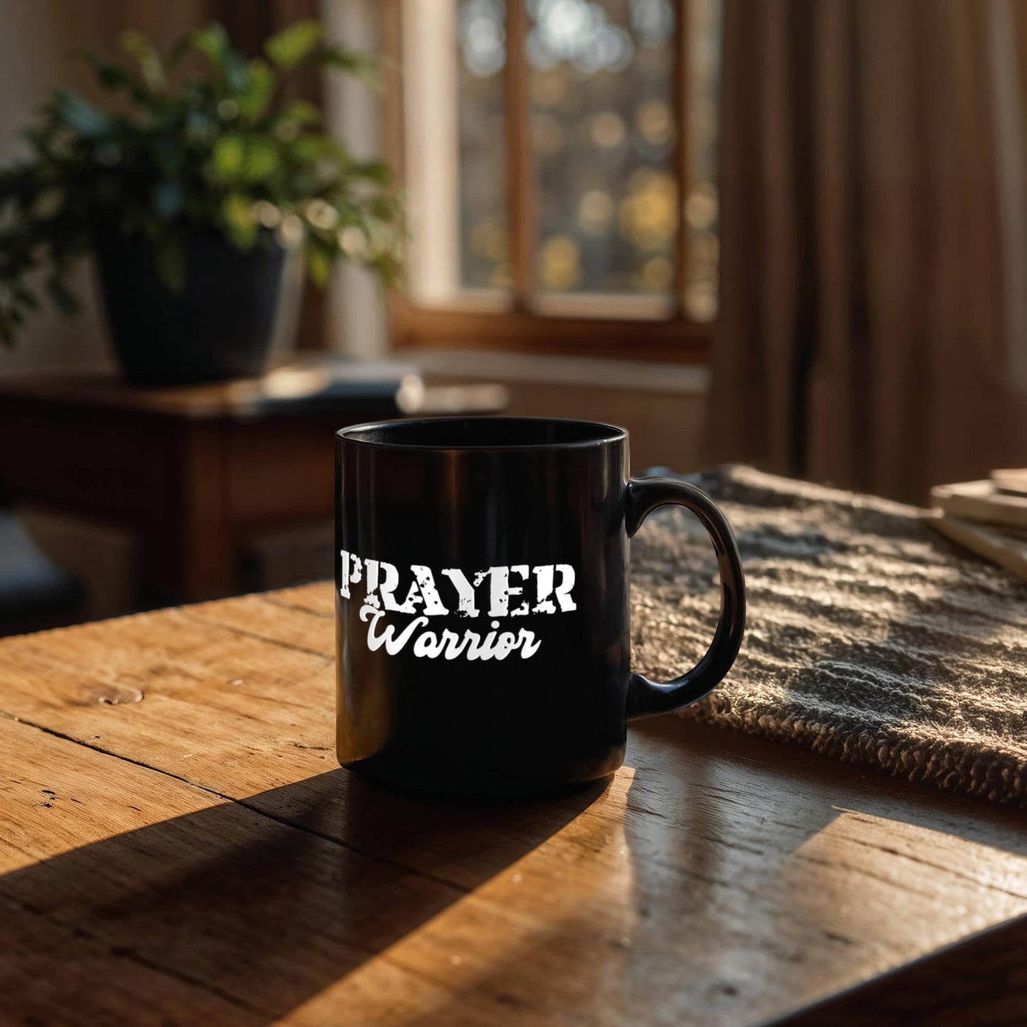 Prayer Warrior - Black Ceramic Mug 11oz. & 15oz. - Gift for Her - Gift for Him