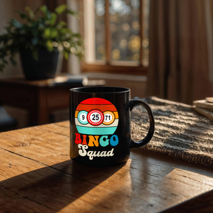 Bingo Squad Black Ceramic Mug – Gift for Her - Gift for Him
